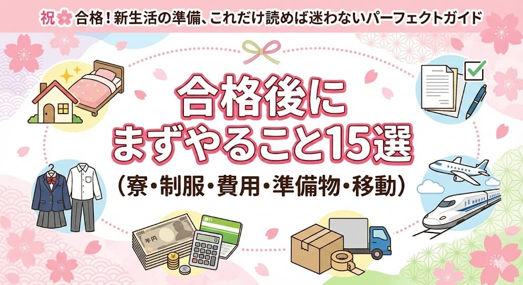 これだけ読めば迷わない!合格後アクション15選(寮・制服・費用・準備物・移動)