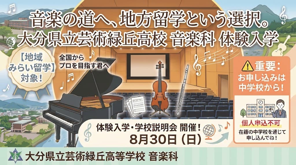 【音楽の道へ、地方留学という選択】大分県唯一の芸術専門高校で、君の才能を本物の力に変える特別な日